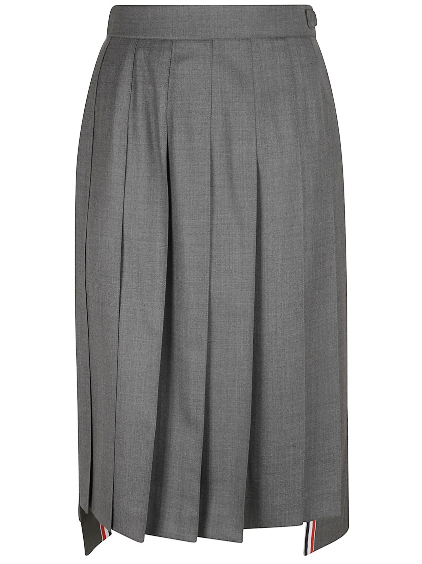 Thom Browne Pleated Wool Skirt With Tailored Silhouette In Gray