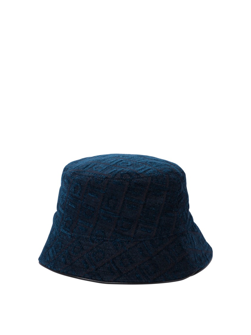 Ferragamo Textured Blue Bucket Hat In Blue