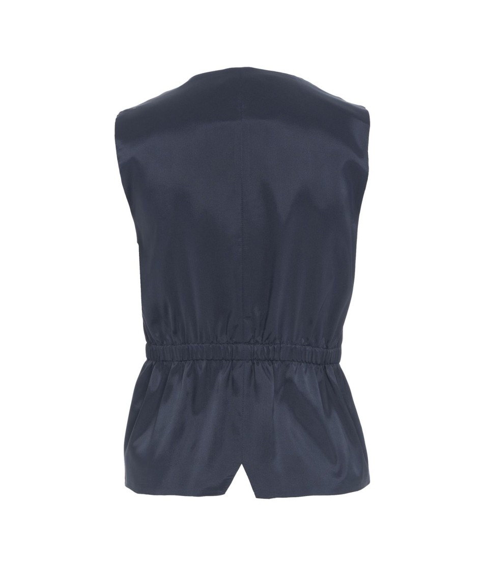 SEMICOUTURE SEMI COUTURE BLUE VEST IN VIRGIN WOOL BLEND