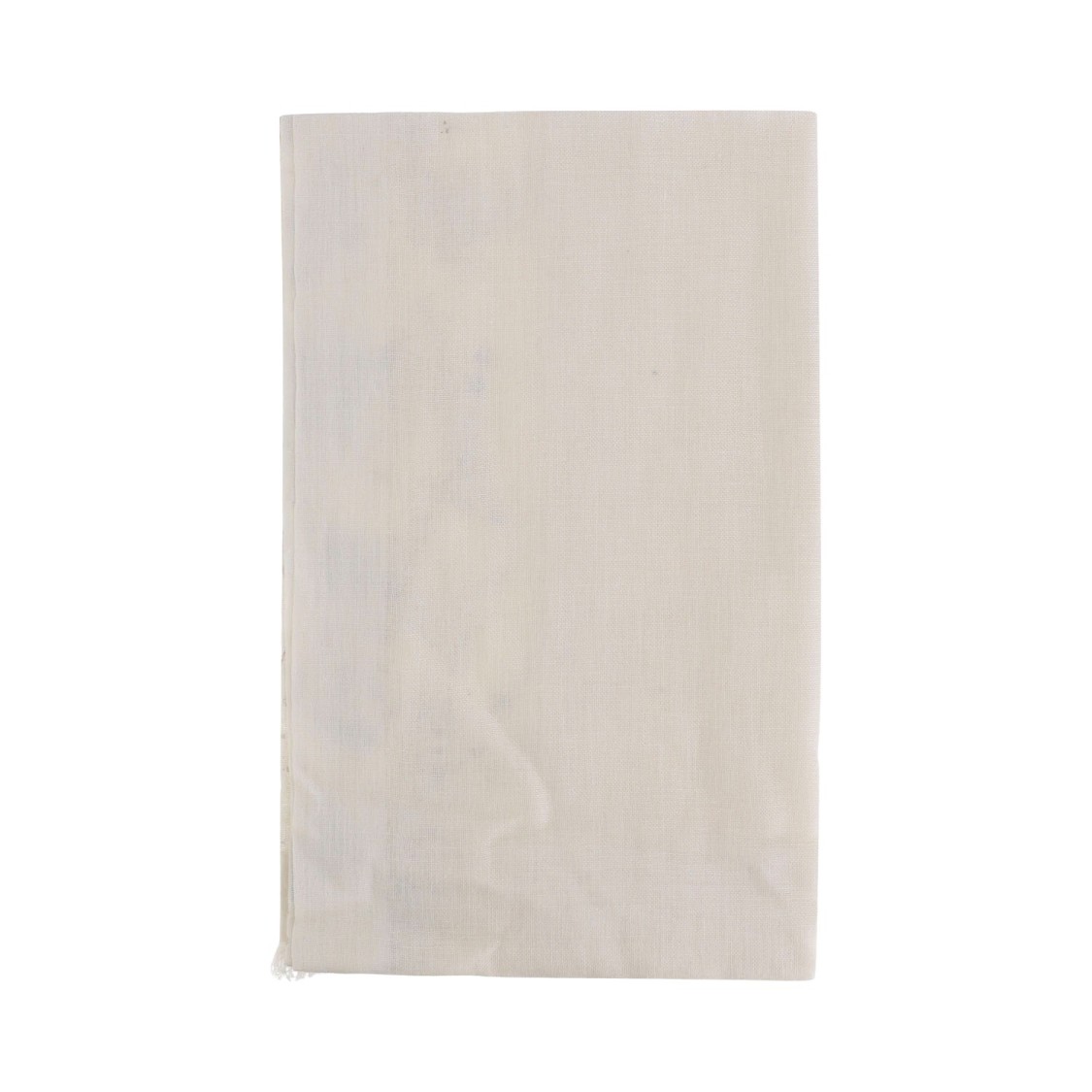 Faliero Sarti Ivory Silk And Linen Scarf With Fringed Edges In Neutrals