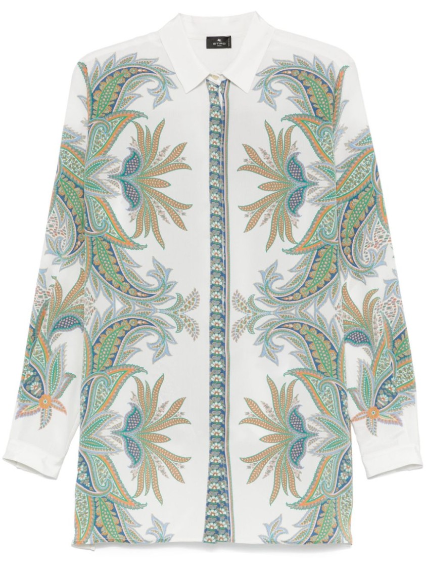 Etro Paisley Print Silk Shirt With Buttoned Cuffs