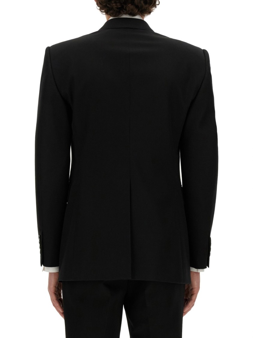 Alexander Mcqueen Double-breasted Tailored Jacket Structured Shoulders In Black