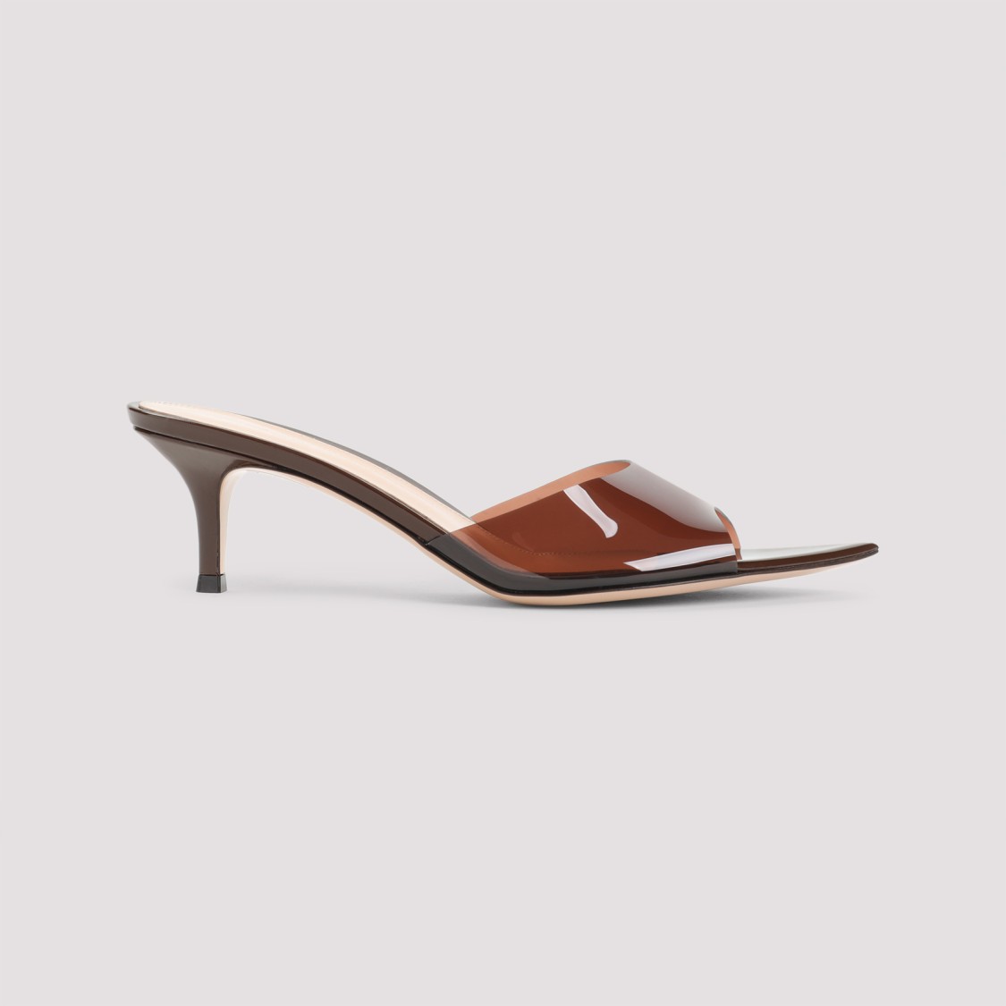 Gianvito Rossi Womens Brown Elle Leather And Pvc Heeled Mules