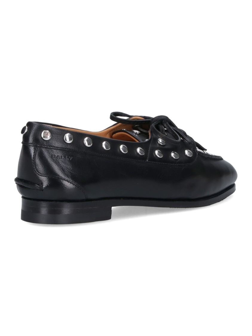 Bally Pointed Toe Slip-on Moccasins With Lace Closure In Black