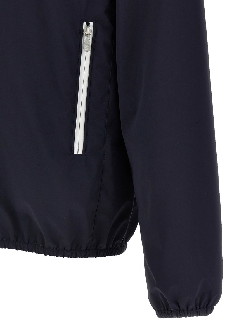 Brunello Cucinelli Men Waterproof Jacket With Hood In Blue