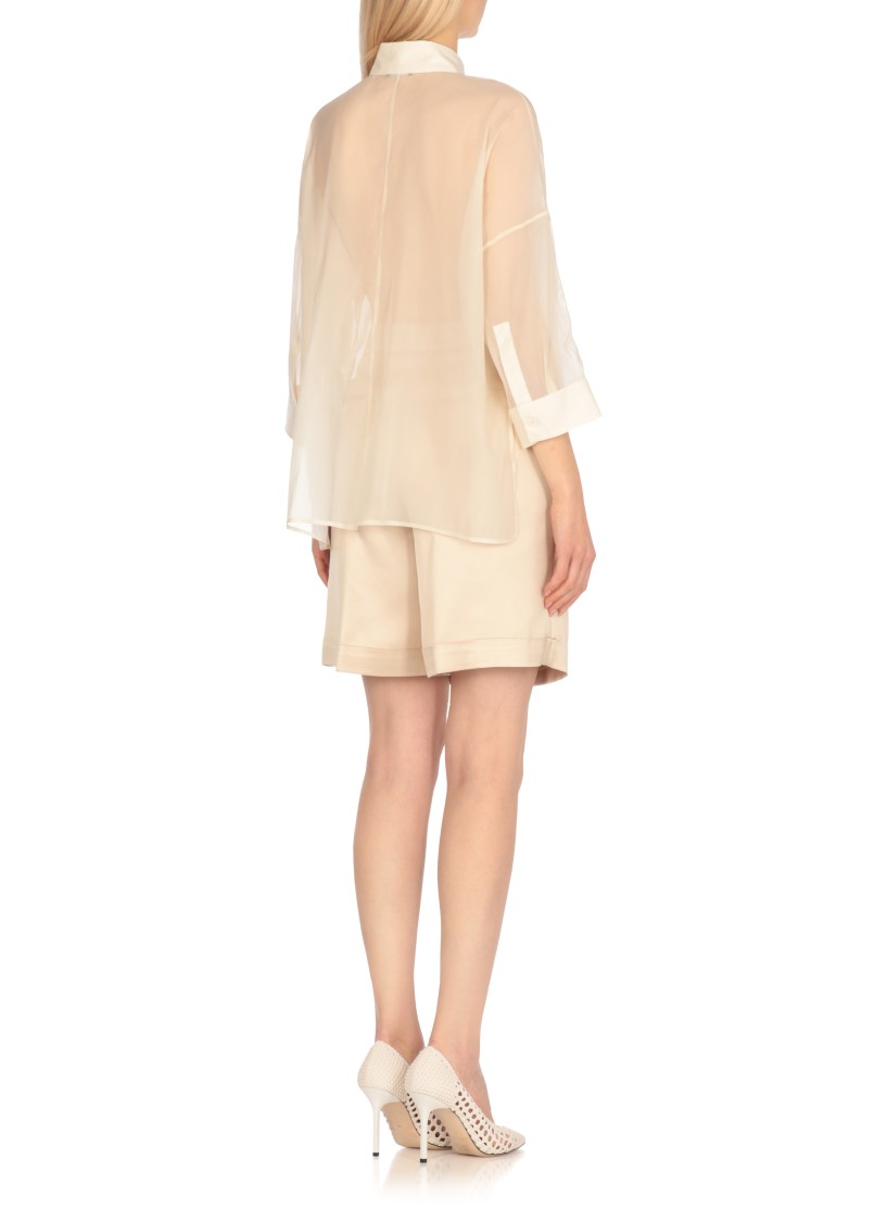 Peserico Aurea Ivory Silk Shirt In Neutrals
