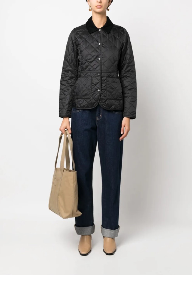 Barbour Quilted Jacket With Diamond Pattern In Black