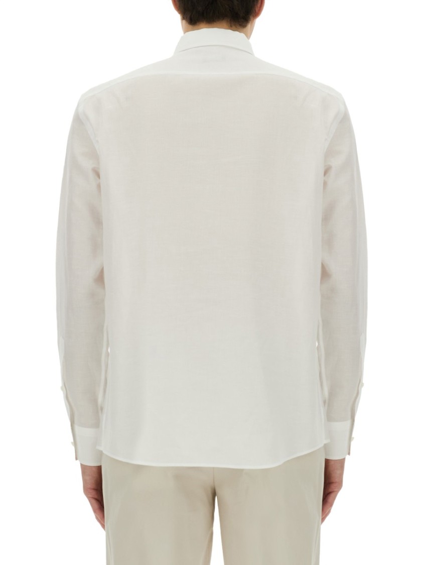 Shop Zegna Cotton-linen Blend Shirt With Classic Collar