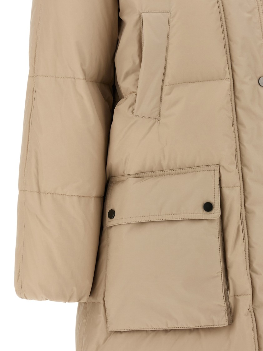 Brunello Cucinelli Shiny Zipper Pull Down Jacket In Brown
