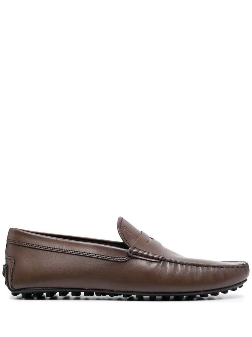 Tod's Chocolate Brown Leather City Penny Loafers For Men In Brown