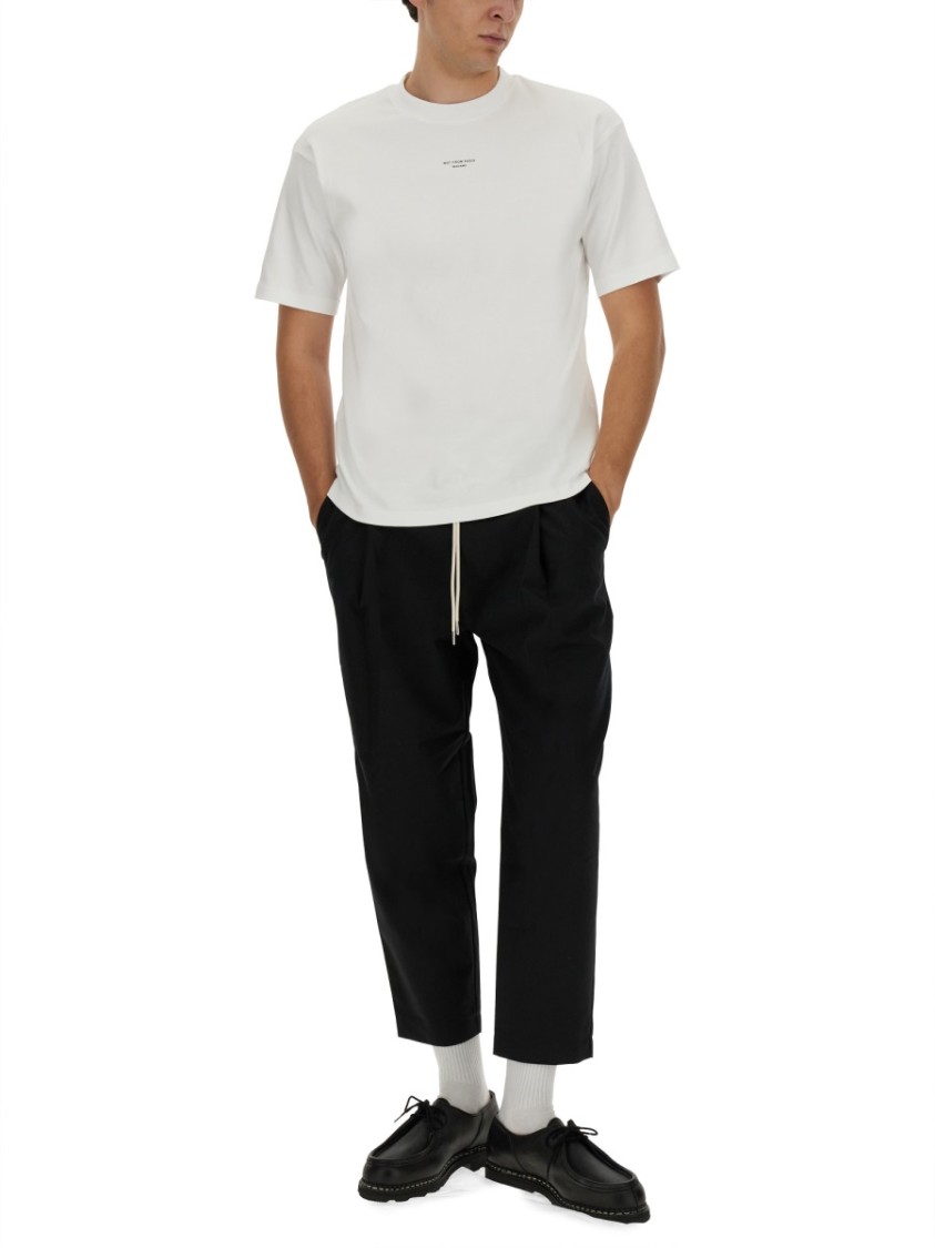 Drôle De Monsieur Black Carrot Pants With Drawstring In Wool Blend Man In Multi