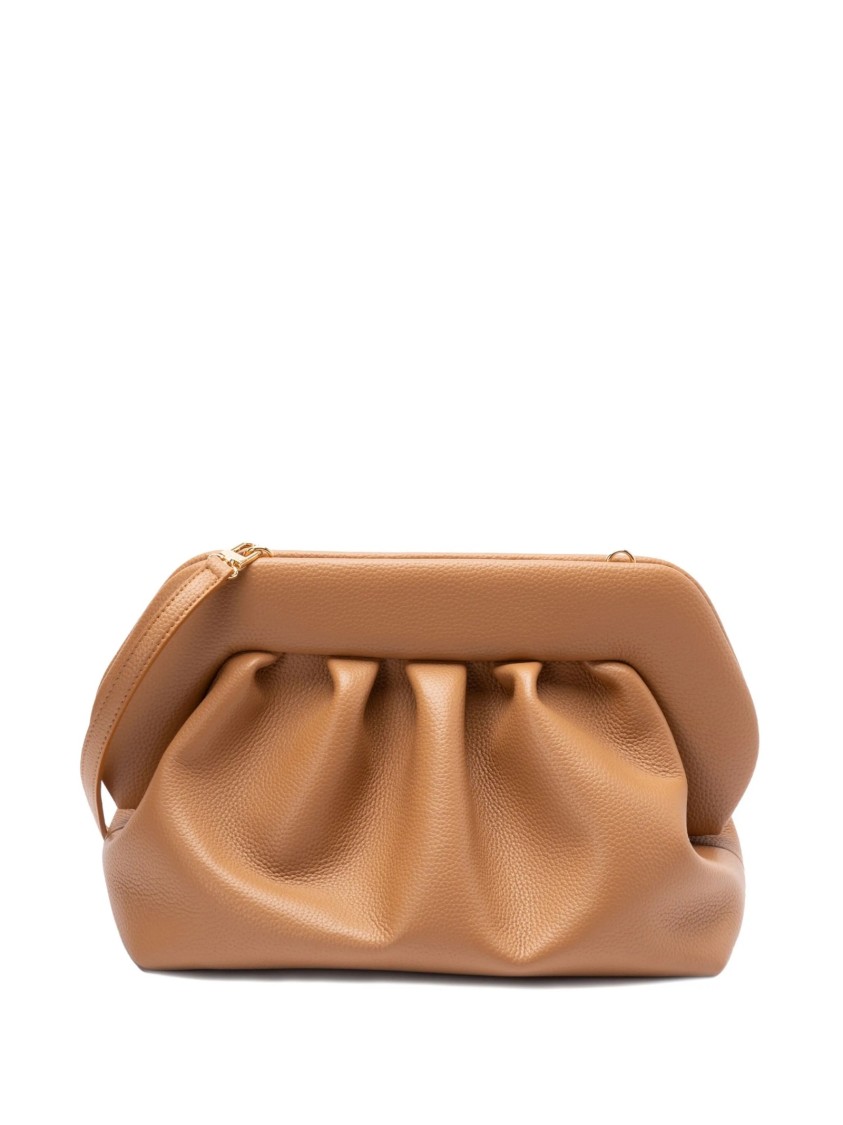 Themoirè Gathered Texture Clutch In Macadamia Tone In Nude
