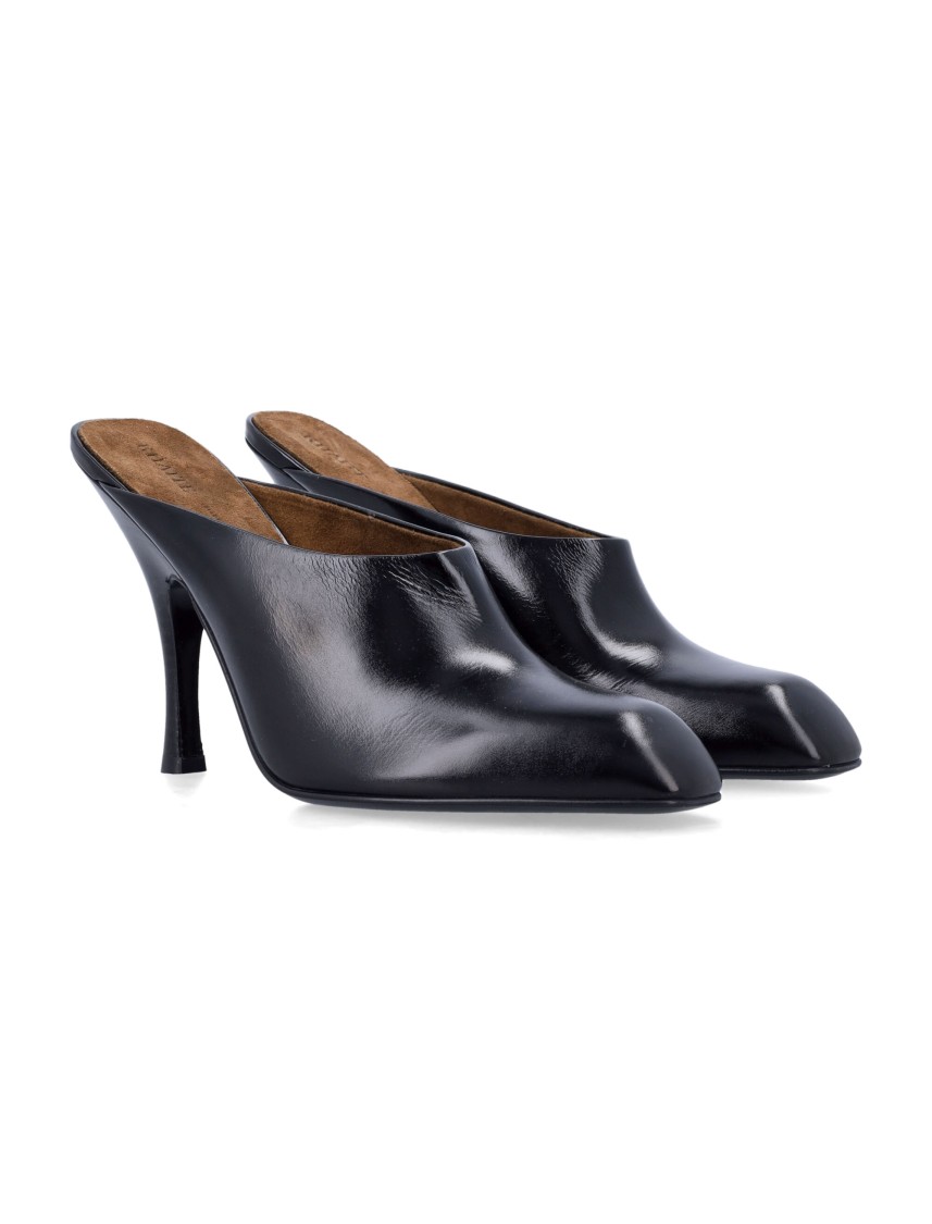 Khaite Black Glazed Leather Colt Mule In Black