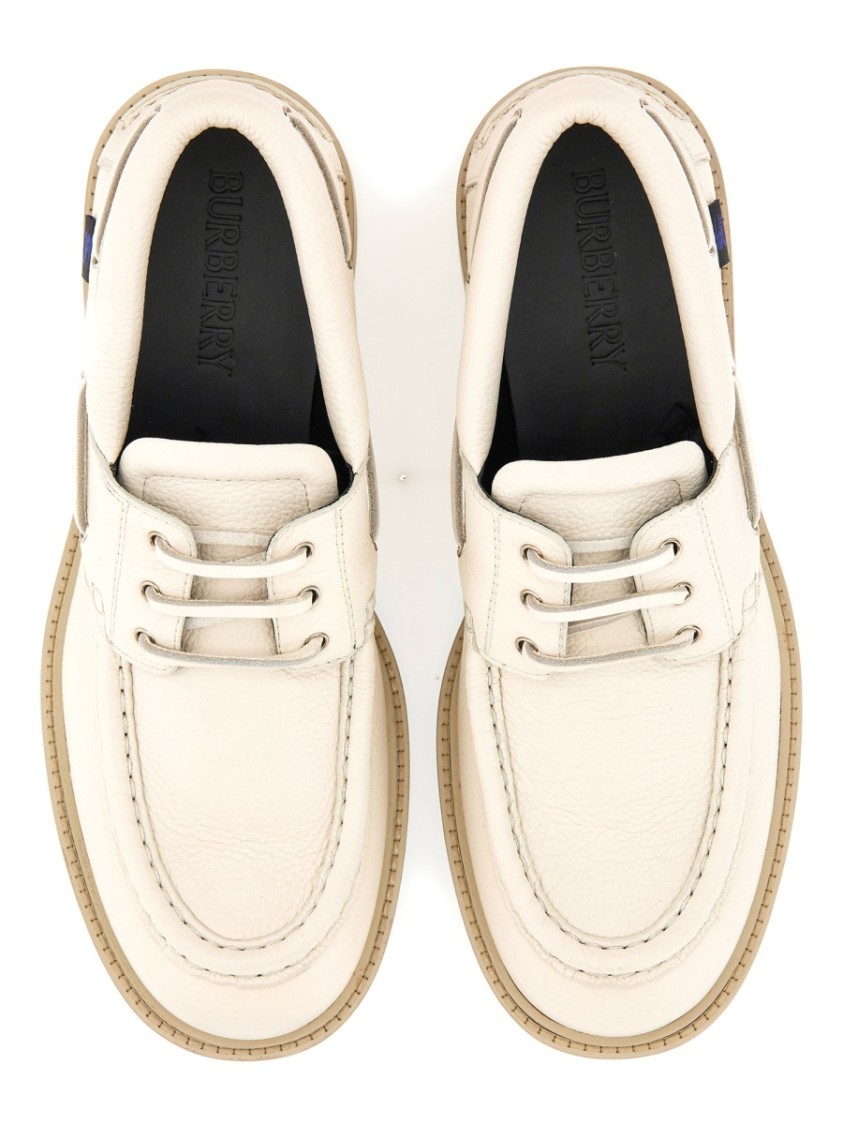 Shop Burberry "raft" Moccasin In Neutrals