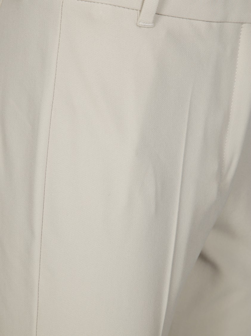 Max Mara Tailored Straight-leg Cotton Pants With Structured Waistband In Gray