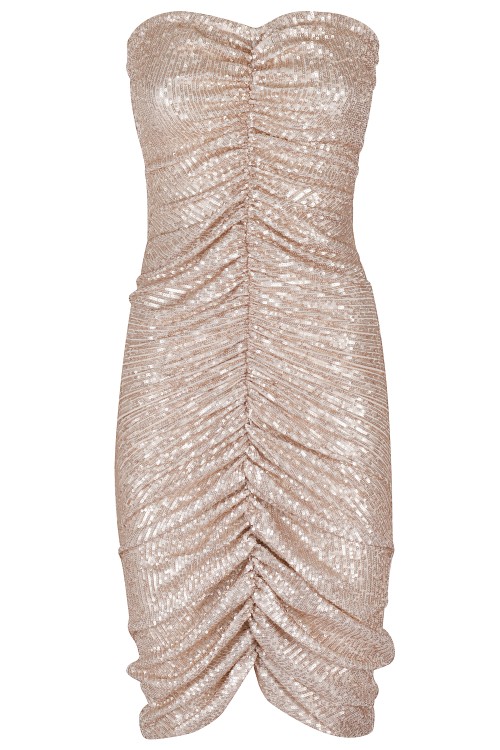 オールインワン・サロペット Norma Kamali Strapless Shirred Midi Dress - Beige Norma Kamali Strapless Shirred Midi Dress - Beige | THE LIST