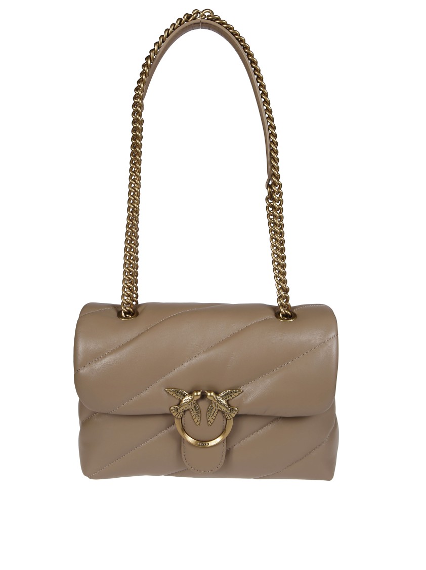 Pinko Love Puff Classic Shoulder Bag In Neutral