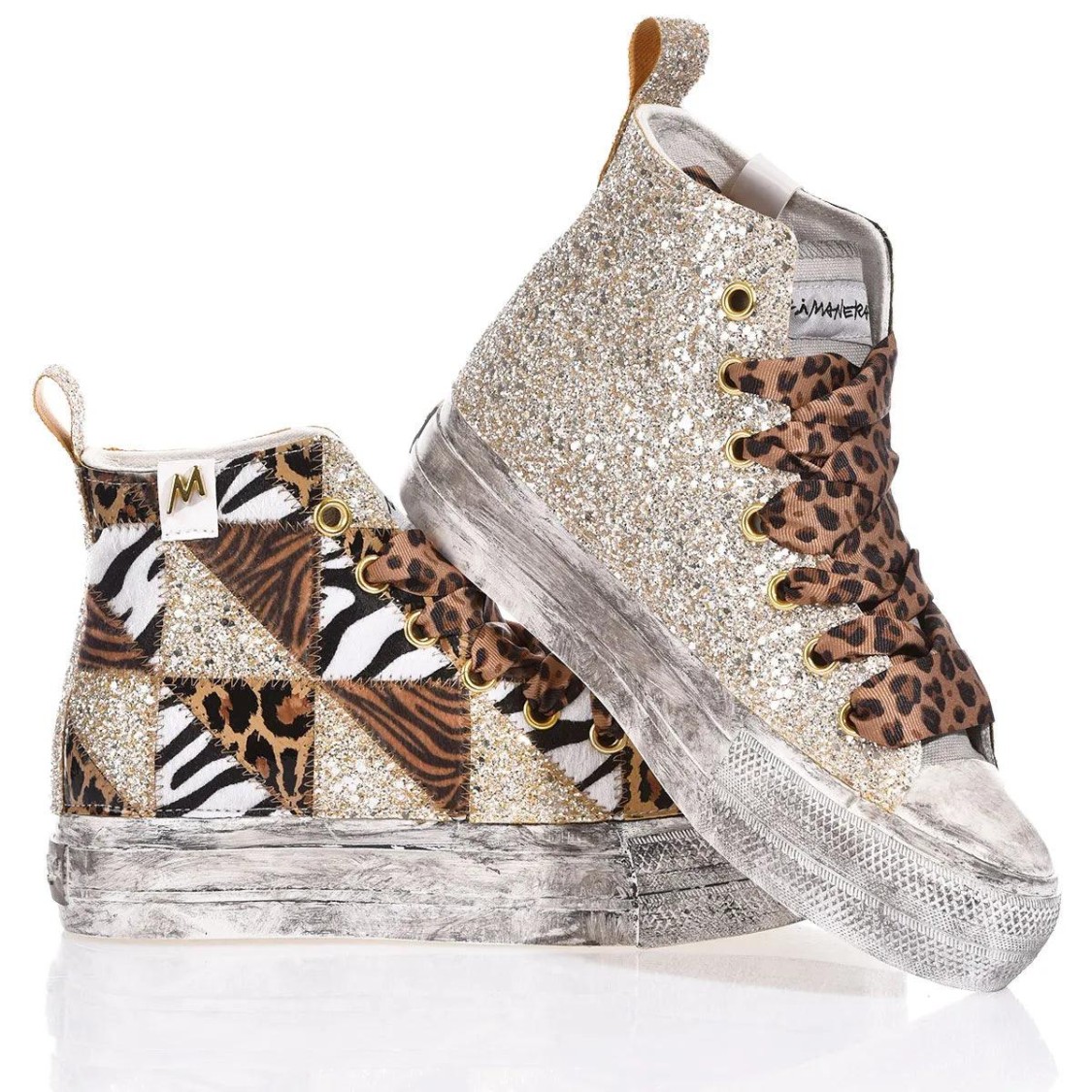 Mimanera Airlines Platform Jungle Patch Sneakers In White