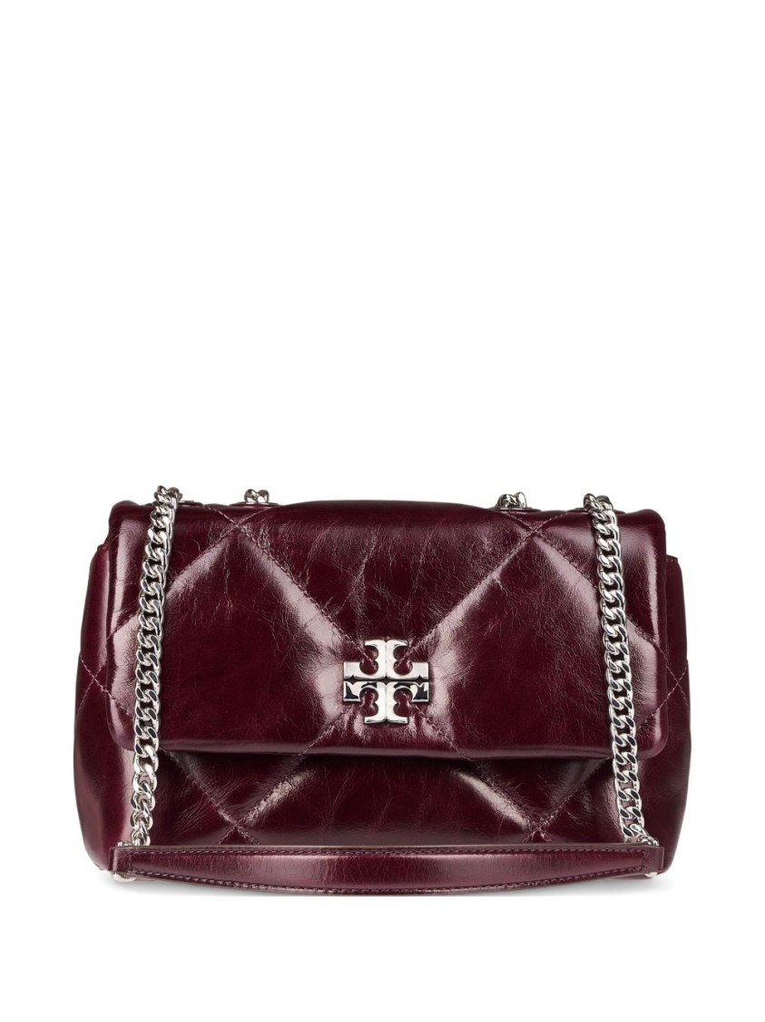 Tory Burch Quilted Burgundy Handbag With Chain Strap And Logo Accent In Burgundy