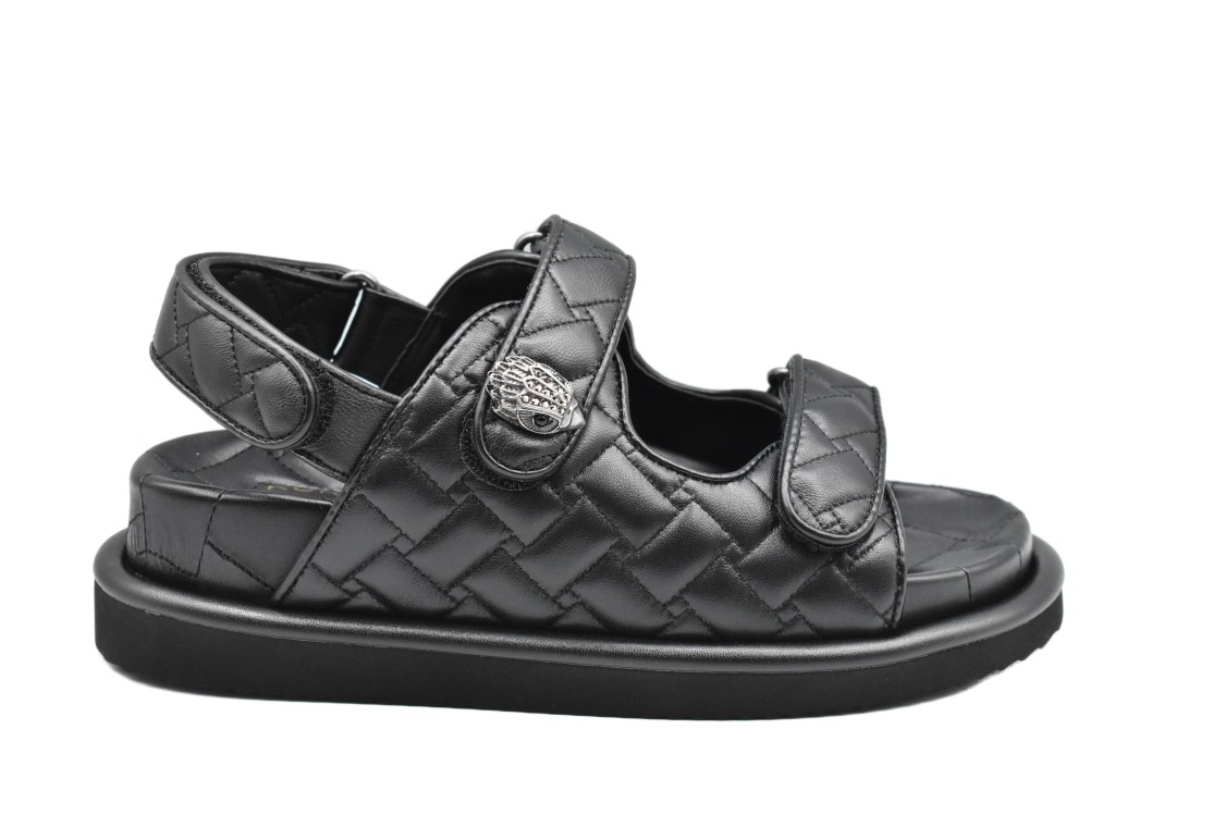 Kurt Geiger Quilted Black Flat Shoes With Minimalist Silhouette In Gray