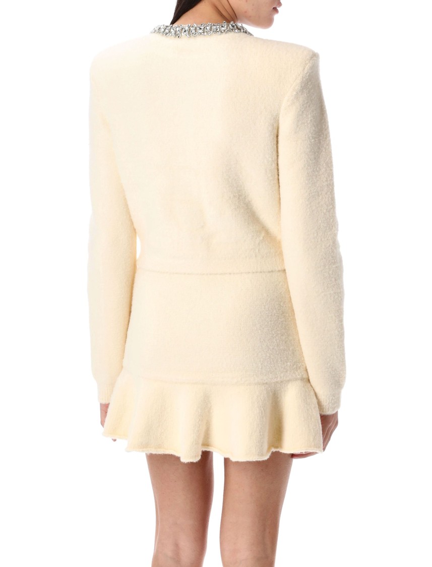 Shop Self-portrait Soft Knit Cardigan In Neutrals