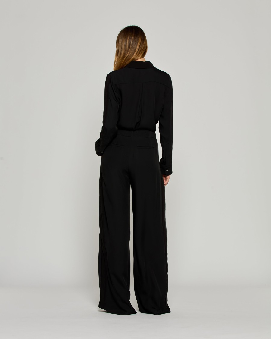 Serena Bute Serena Trouser With Georgette Trim - Black In Black
