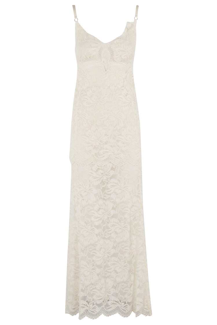 Rabanne Ivory Stretch Lace Evening Dress In White