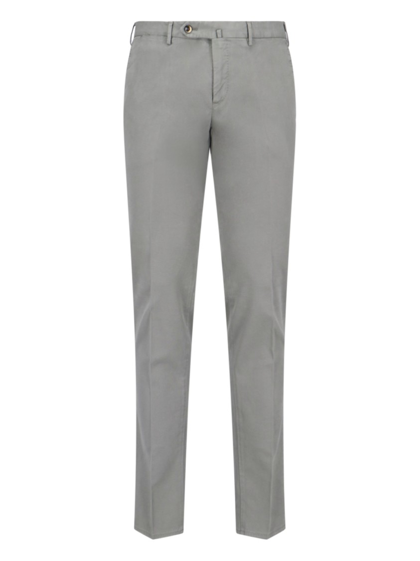 Pt Torino Straight Trousers With Pockets And Loops In Grey