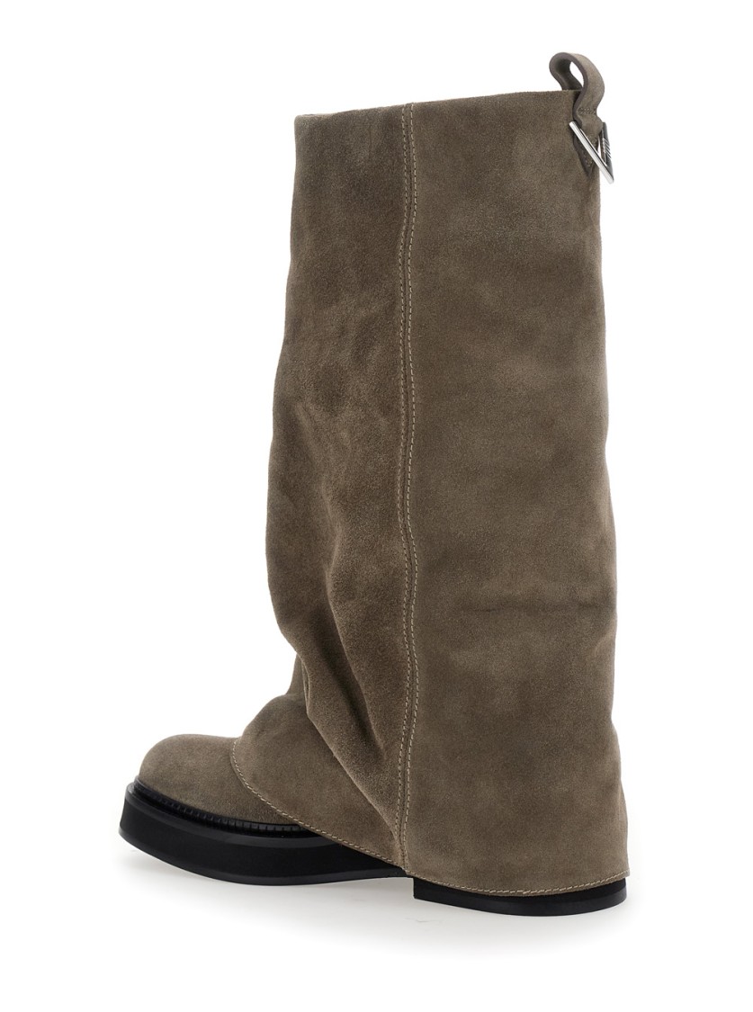 Shop Attico The Robin' Combat Boot With Slouchy Silhouette And Sole In Brown
