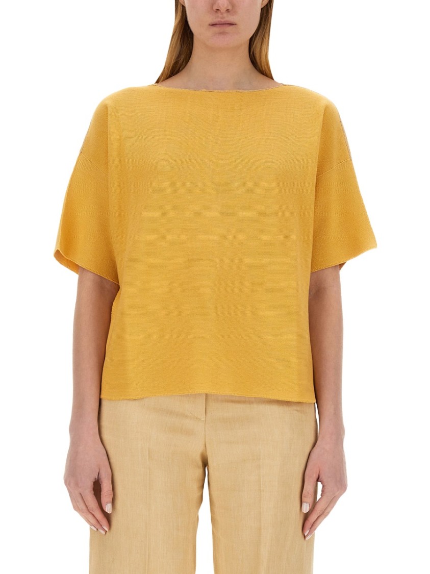 Tシャツ・カットソー Fabiana Filippi Relaxed-Fit Cotton Top With Wide Neckline Fabiana Filippi Relaxed-fit Cotton Top With Wide Neckline In