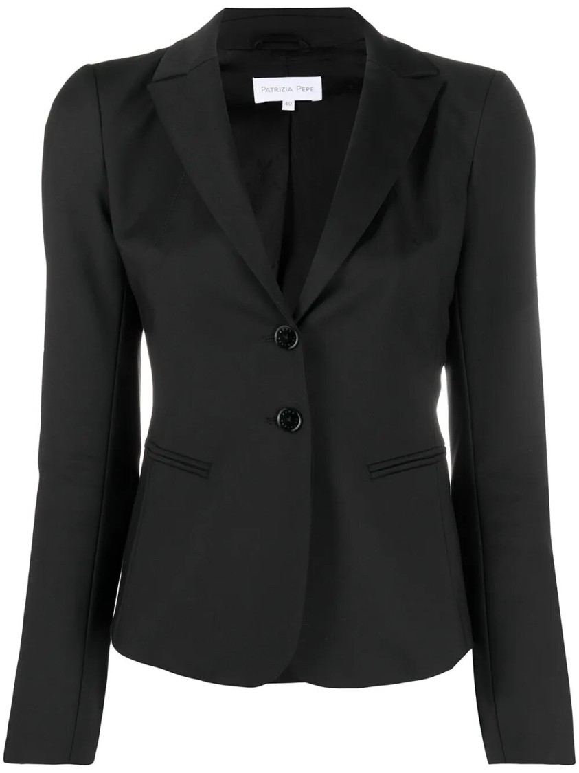 Patrizia Pepe Single-breasted Tailored Jacket With Bow Detail In Black