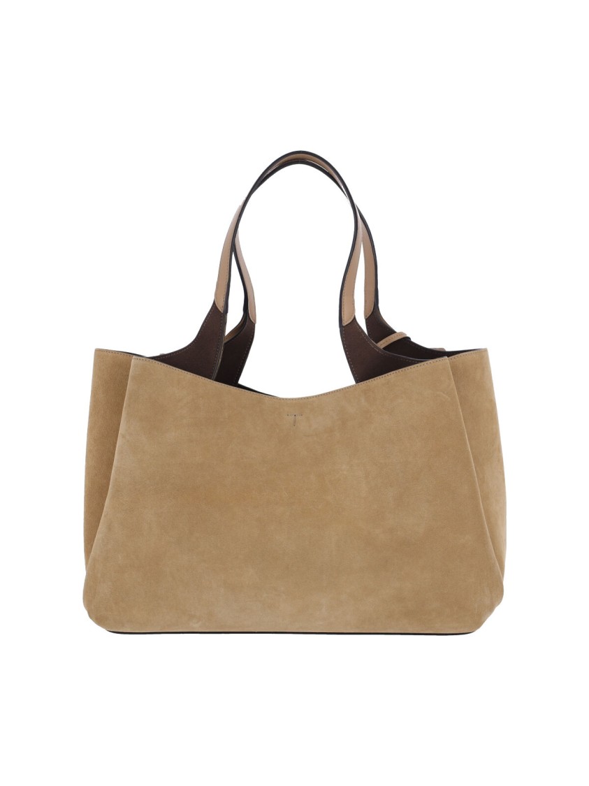 Tod's Medium Suede Tote Bag With Removable Charm In Neutral