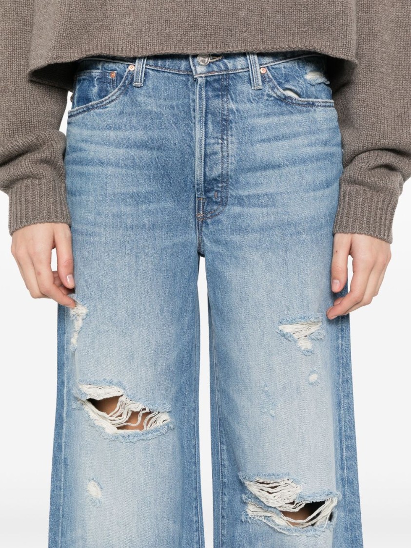 Mother The Ditcher Roller Sneak Jeans In Blue