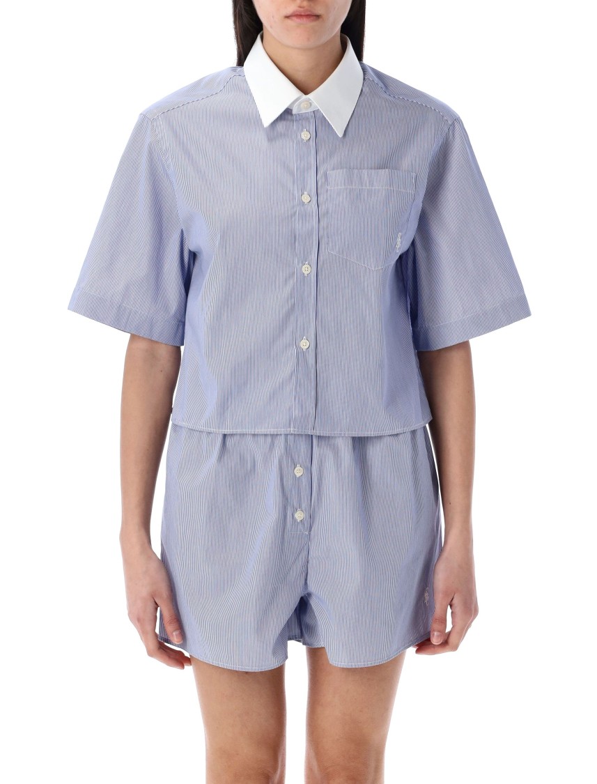 Sporty And Rich Sporty & Rich Src Cropped Shirt In Blue