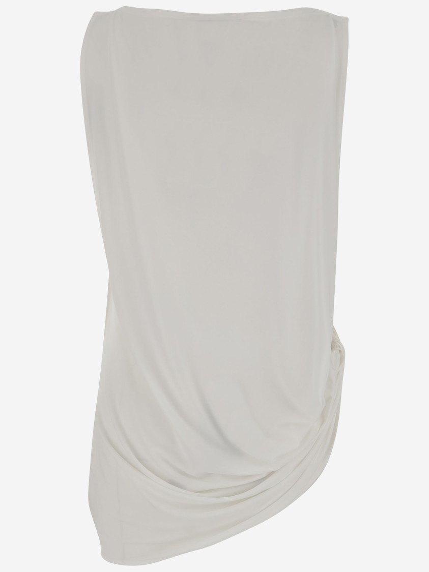 Jacquemus Le Haut Peplo White Top With Square Neck And Cut-out On The Side In Viscose Blend Woman In Grey