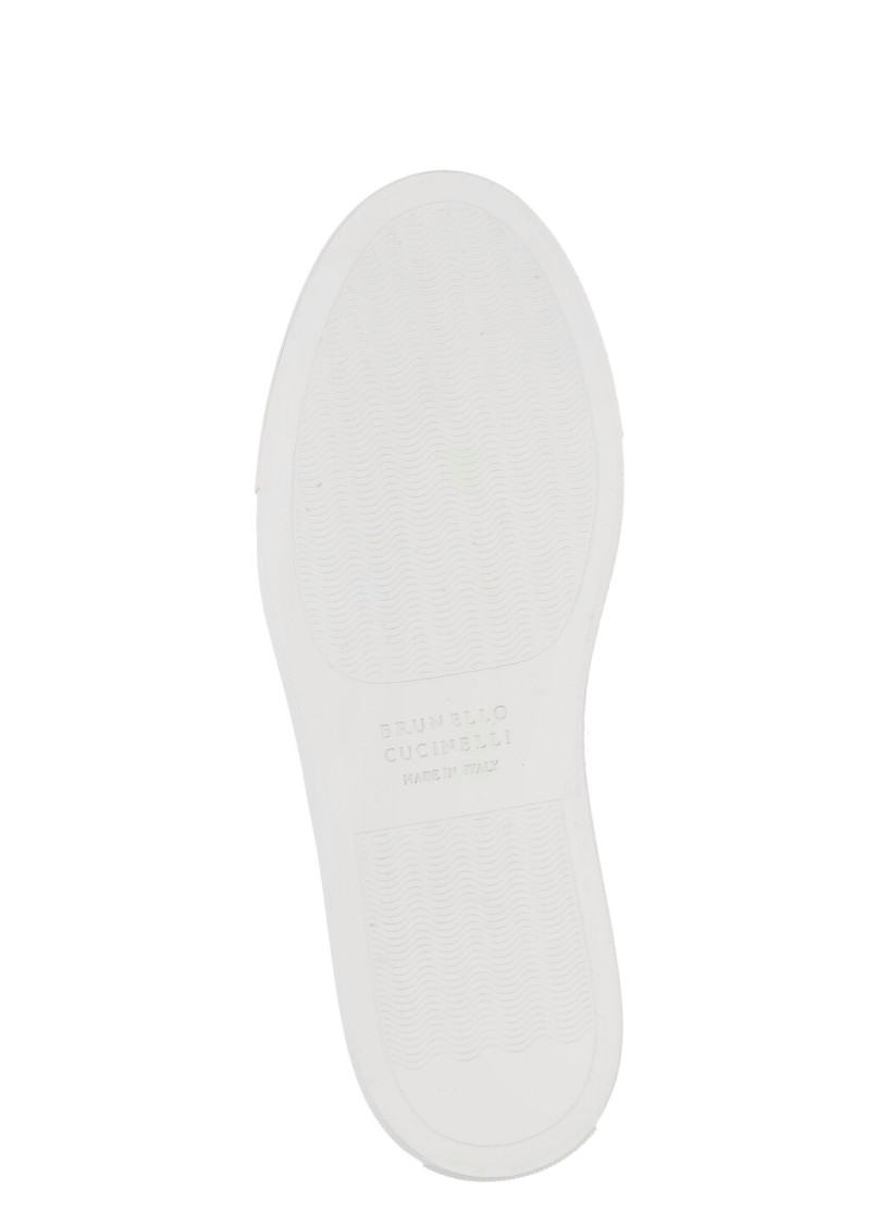 Brunello Cucinelli White Sneaker With Monili Chain Detail In White