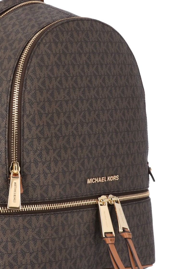 Michael Michael Kors Rhea Logo Monogram Medium Backpack In Brown