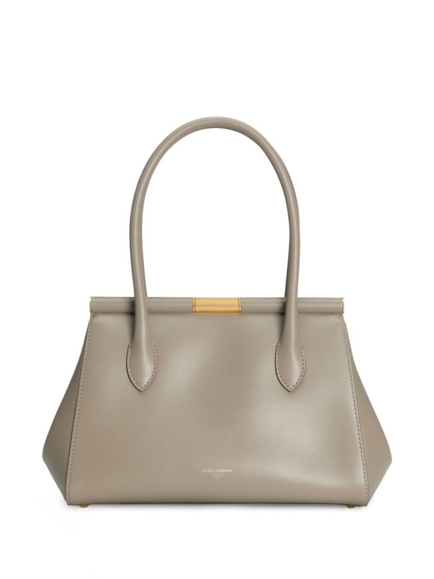 Dolce & Gabbana Grey Leather Handbag In Grey