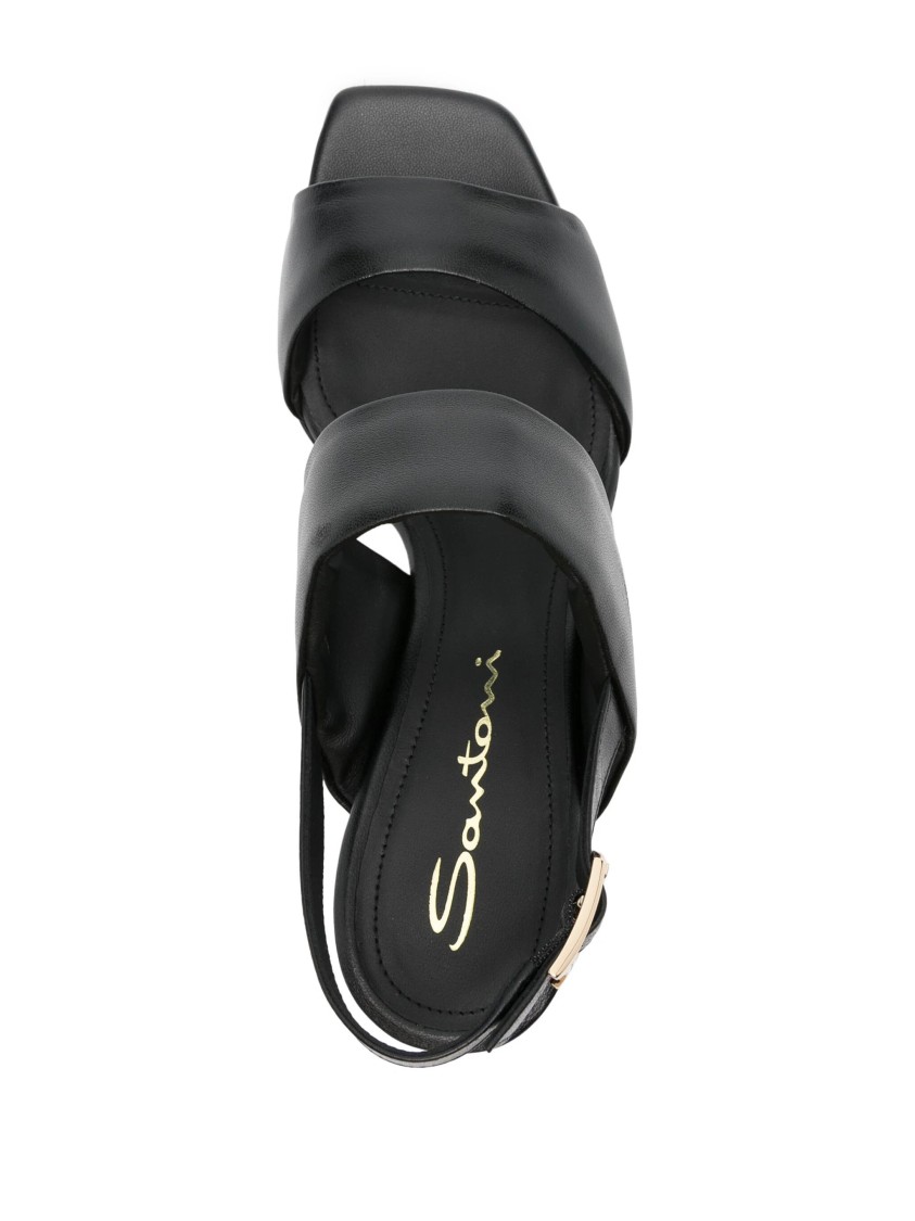 Santoni Open-toe Black Pumps In Gray