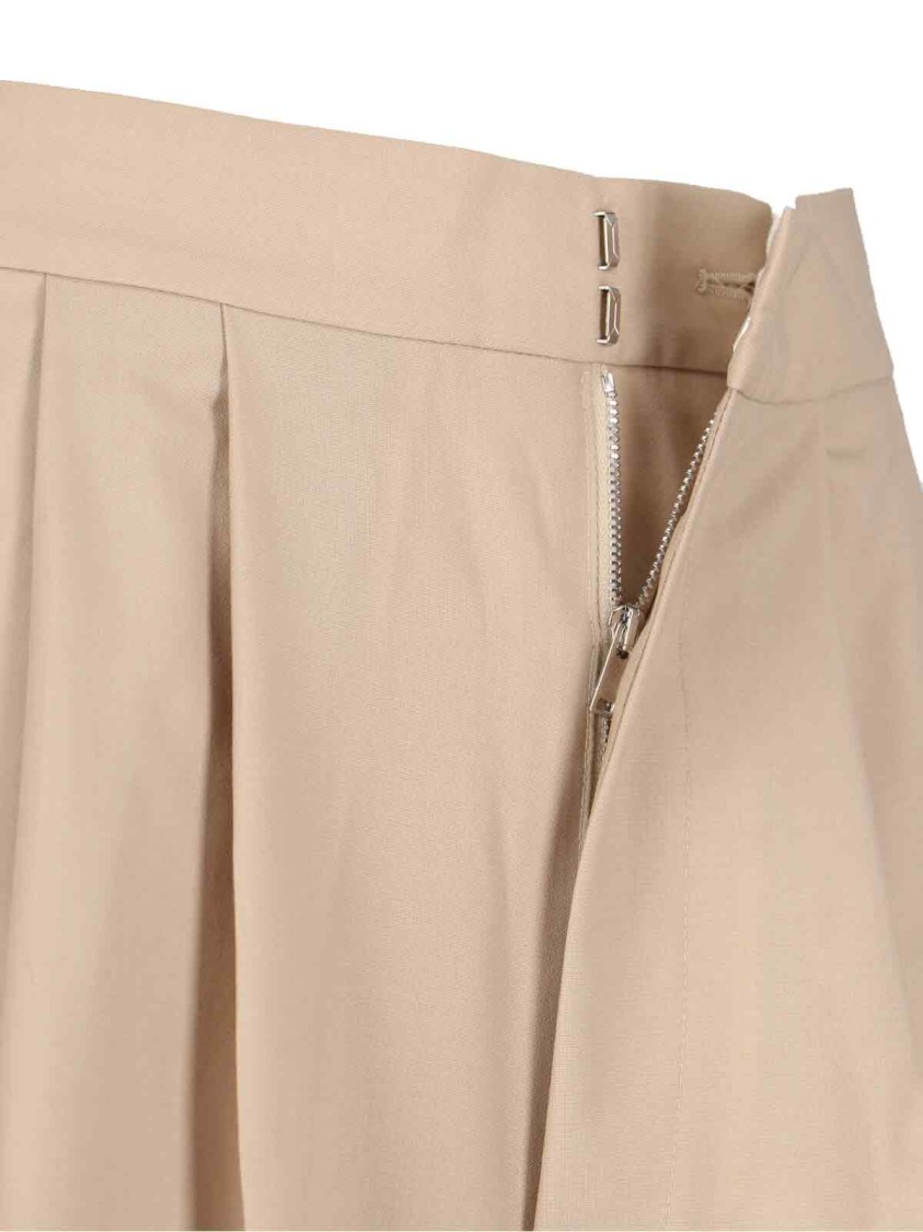 Sa Su Phi High-waisted Wide-leg Trousers With Front Pleats In Neutrals
