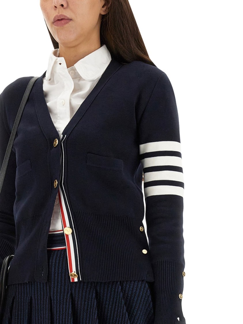 Thom Browne Milano Classic V Neck Fine Merino Wool Cardigan