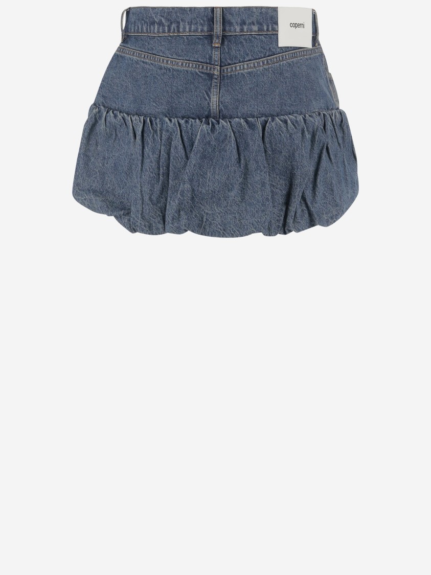 Shop Coperni Cotton Denim Mini Skirt In Blue