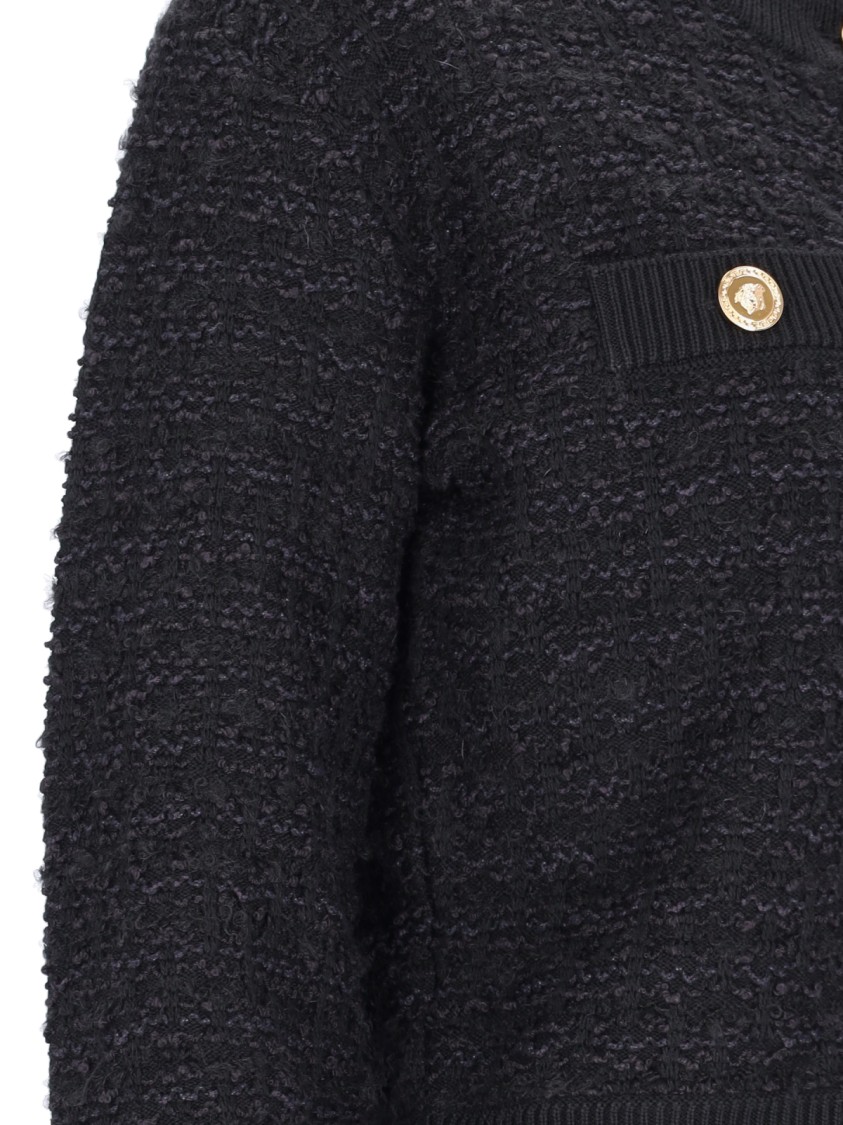 Versace Black Cardigan With Jewel Buttons