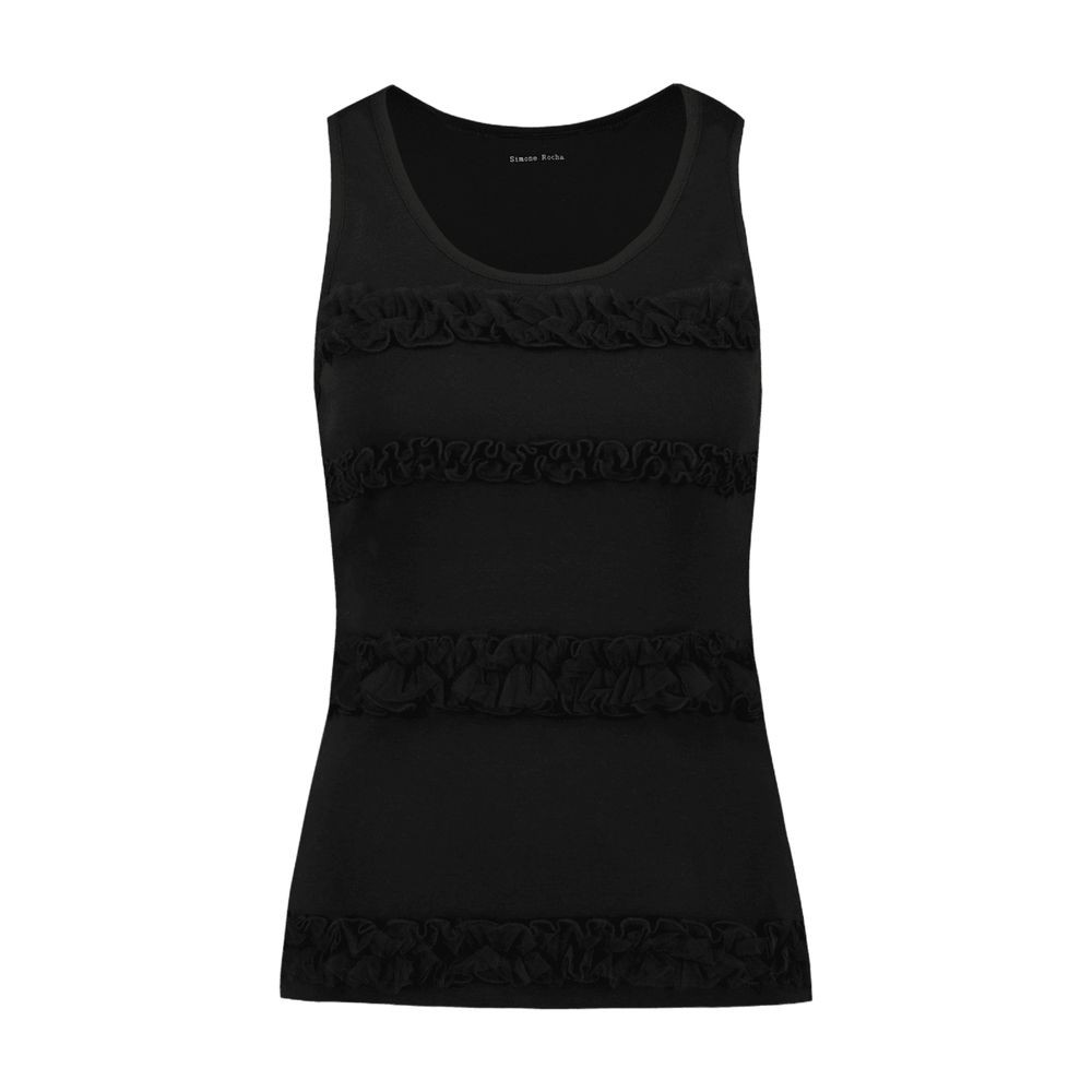 Simone Rocha Black Ruffle Frill Tank Top In Black