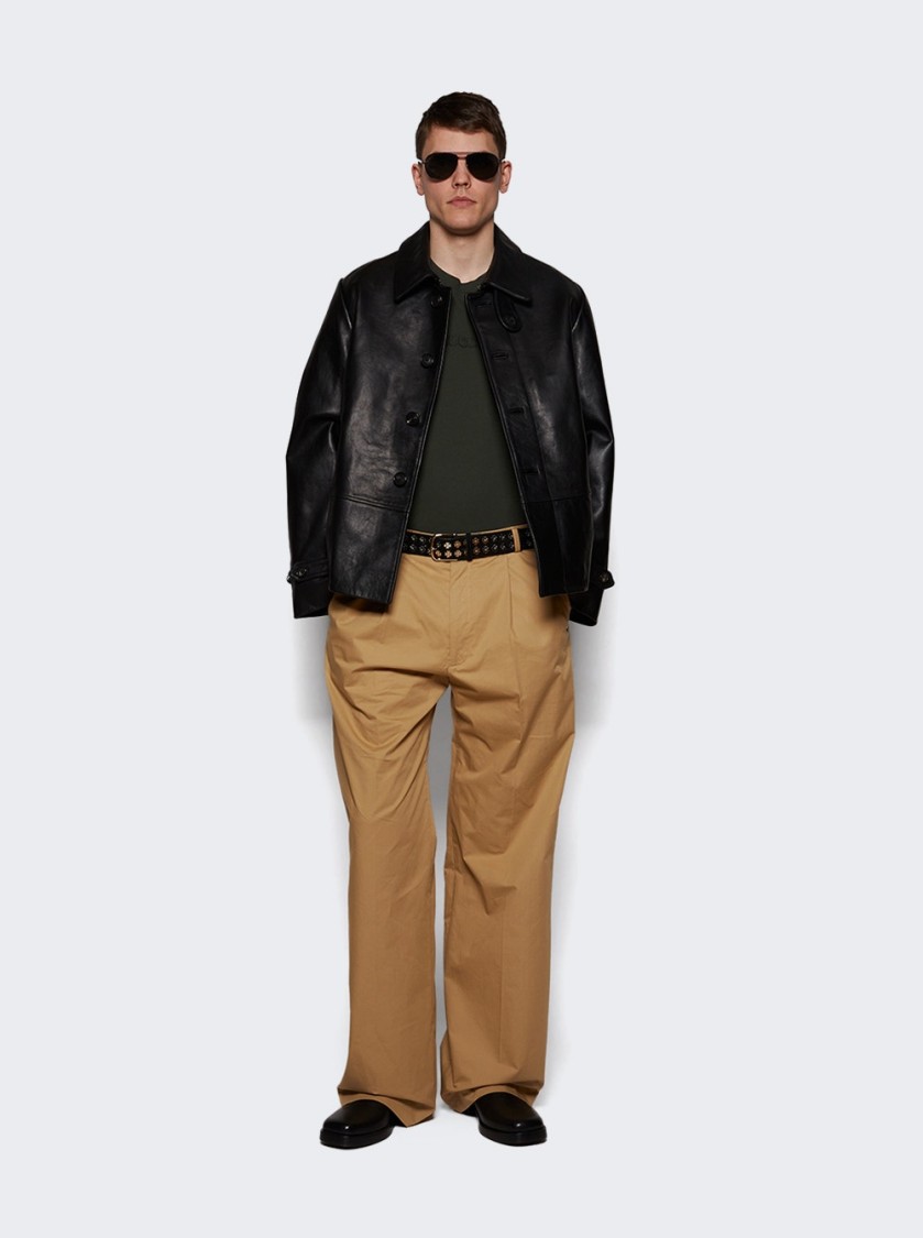 Bode Button-up Leather Jacket