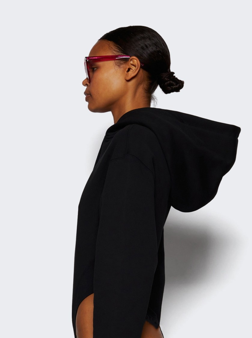 Shop Mugler Hooded Bodysuit Black