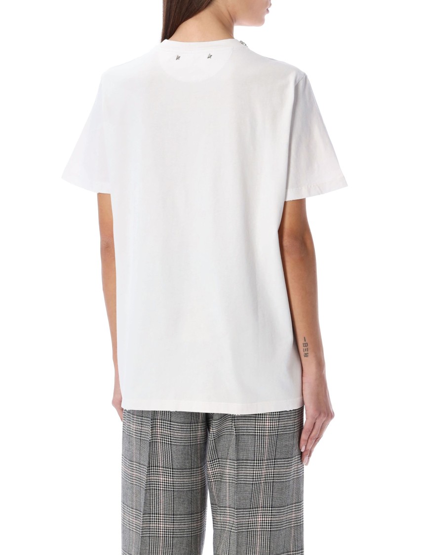 Golden Goose Relaxed Fit Rhinestone-embellished White T-shirt In White