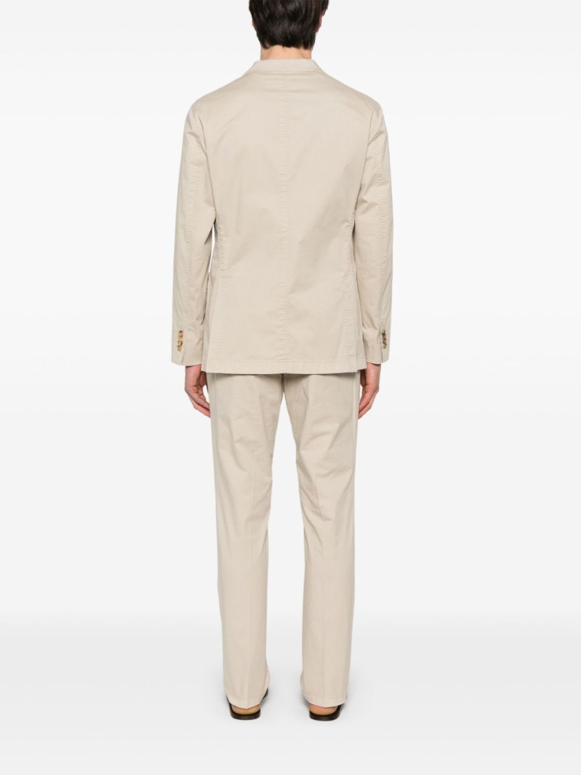 Boglioli Beige Cotton Suit With Concealed Front Fastening In Neutrals