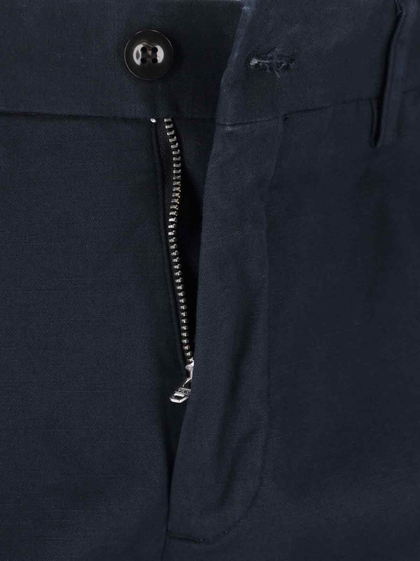Incotex High-waisted Straight-leg Chino Pants In Dark Blue Cotton In Blue