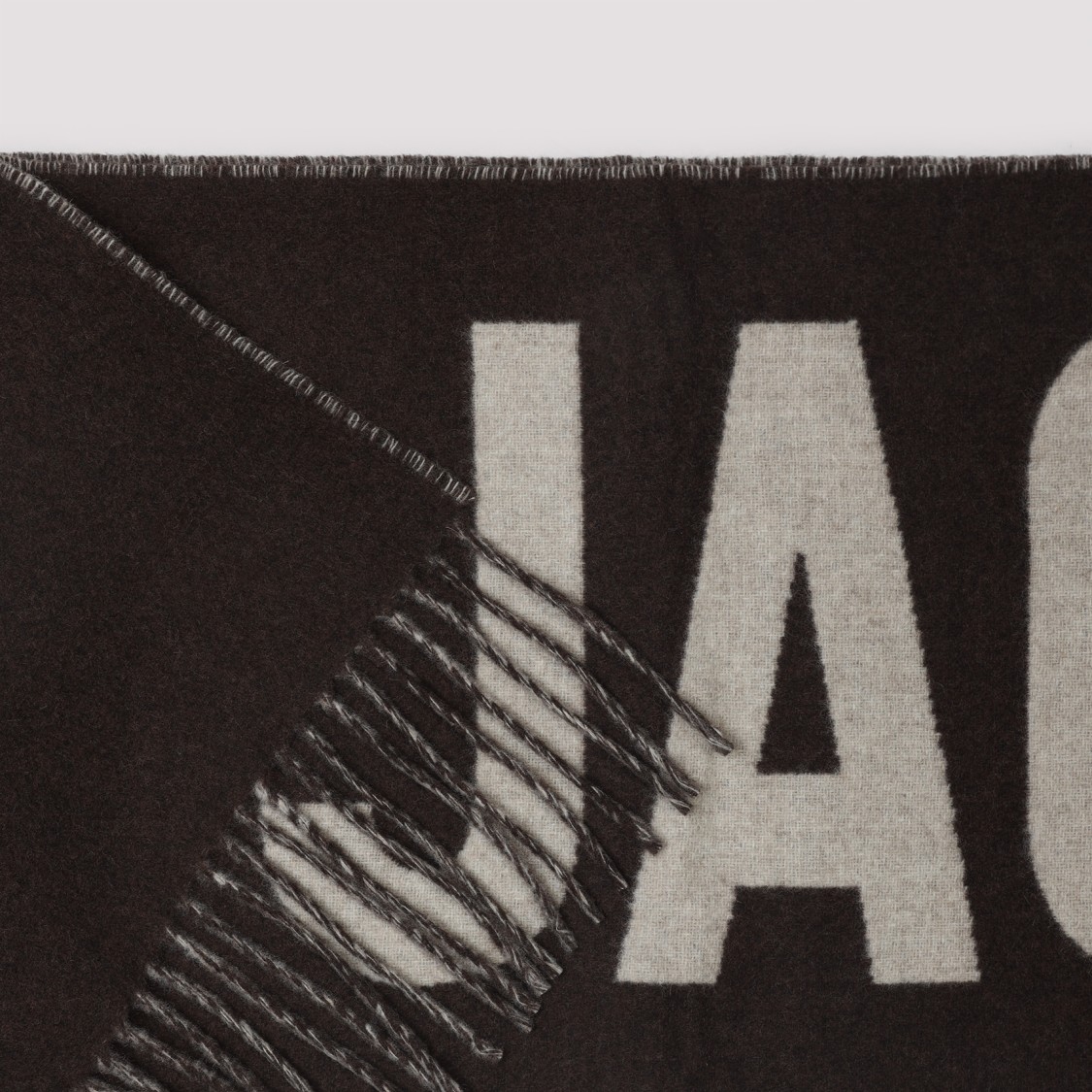 Jacquemus Textured Brown Wool Scarf In Black